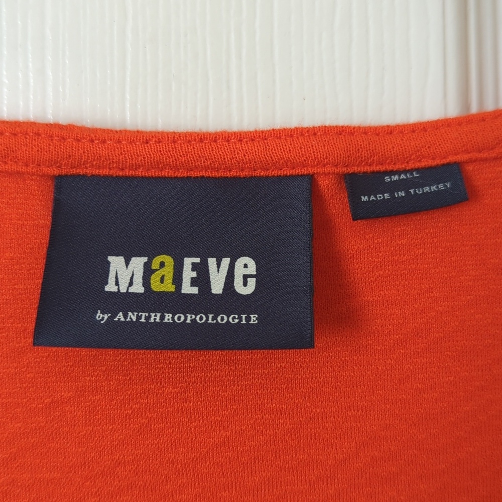 Maeve by Anthropologie Textured Ruched Bust Long Sleeve Cropped Blouse Orange S - Picture 4 of 9